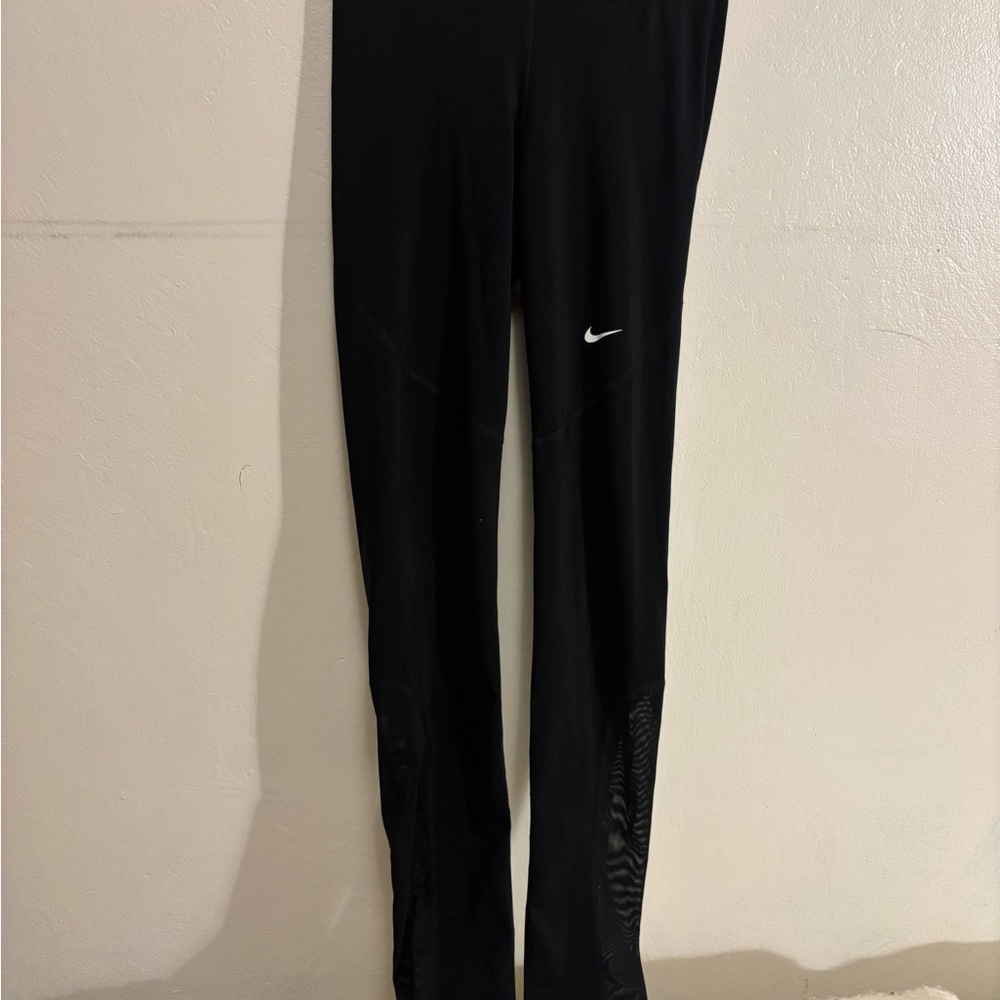 Nike Black Leggings with White Swoosh Logo